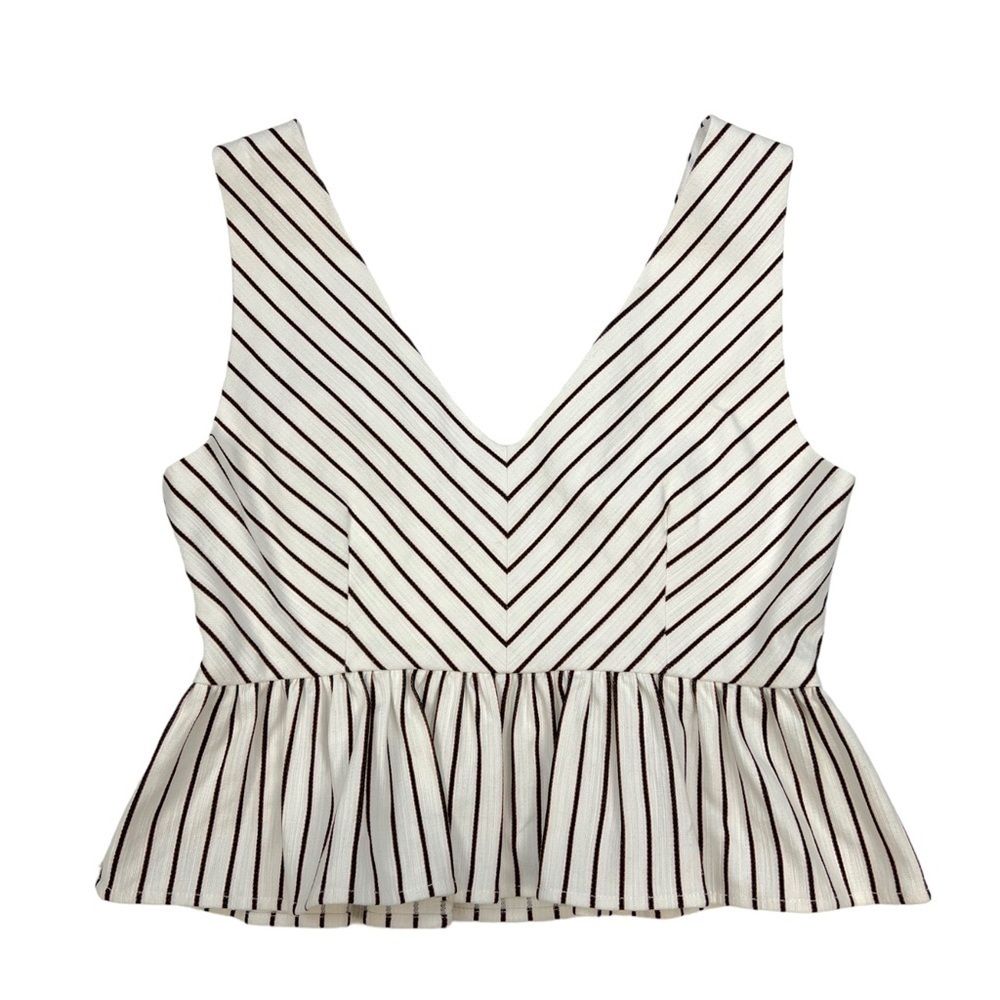 Intermix Lenny Striped Peplum Tailored Cotton Top Size S - Picture 3 of 10